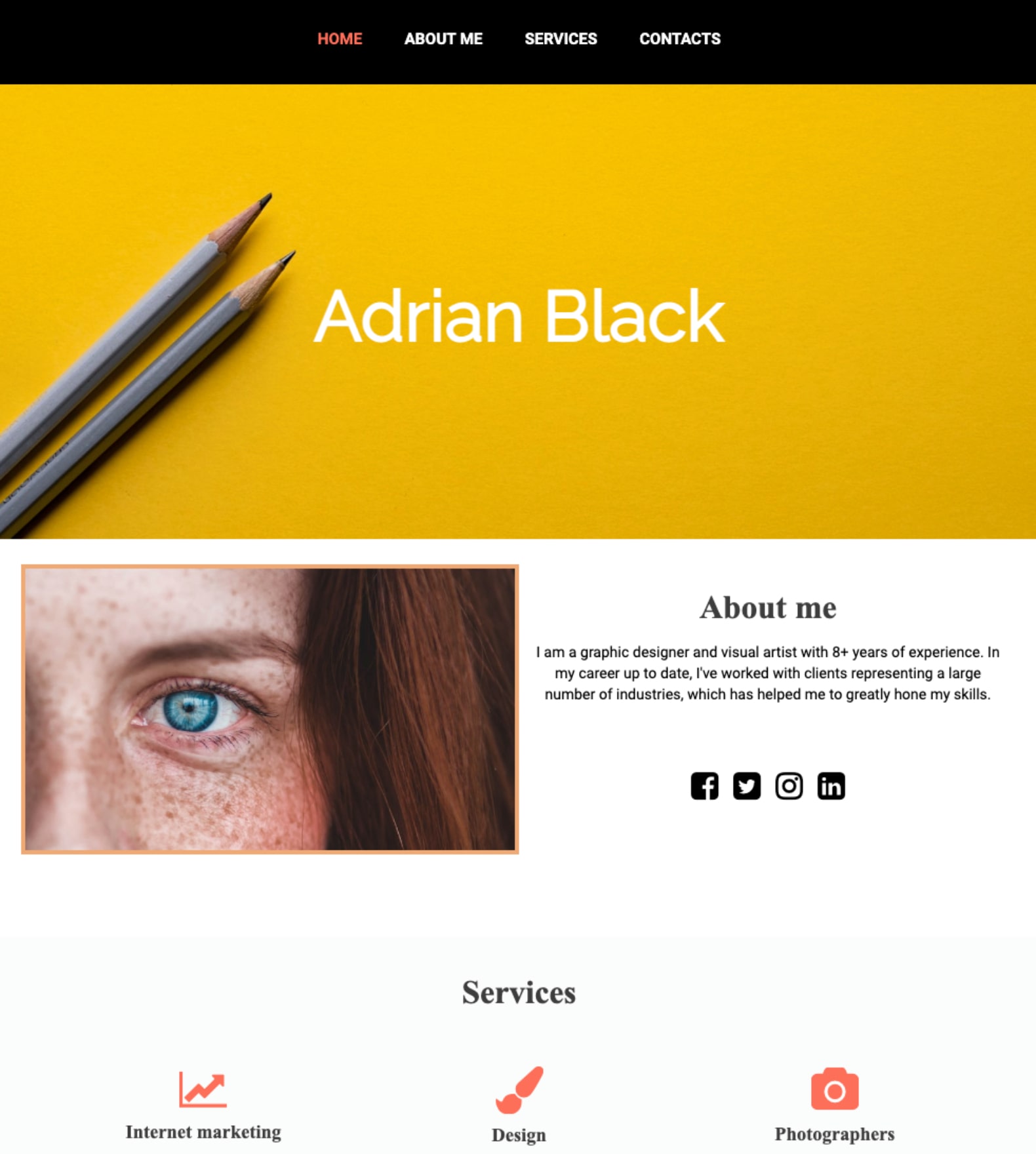Symmetrical Website Page Example